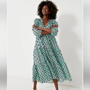 Tuckernuck Teal and Burgundy Floral Long Sleeve Dress